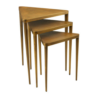 Gold Finish Set of 3 Triangular Nesting Tables