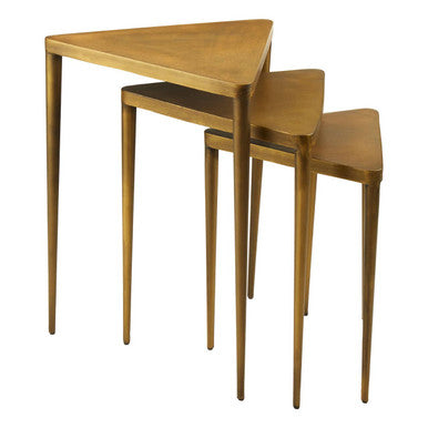 Gold Finish Set of 3 Triangular Nesting Tables