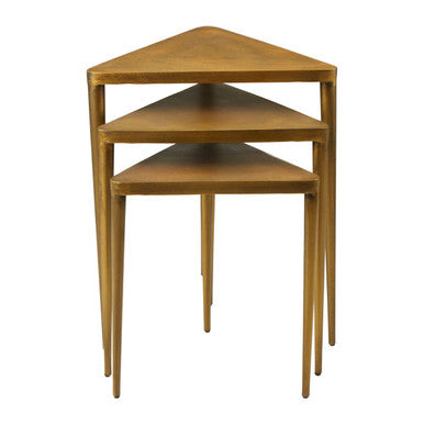 Gold Finish Set of 3 Triangular Nesting Tables