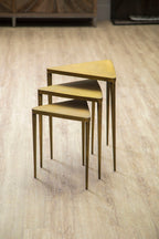 Gold Finish Set of 3 Triangular Nesting Tables