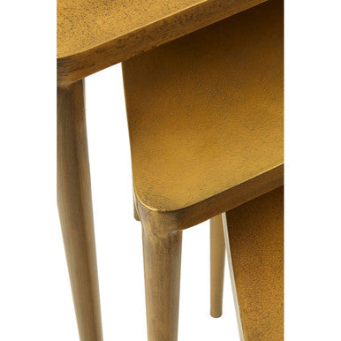 Gold Finish Set of 3 Triangular Nesting Tables