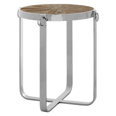 Elm Wood Parquet Top Side Table