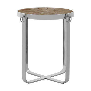 Elm Wood Parquet Top Side Table