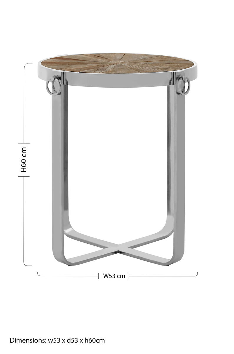 Elm Wood Parquet Top Side Table