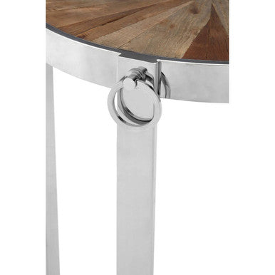 Elm Wood Parquet Top Side Table