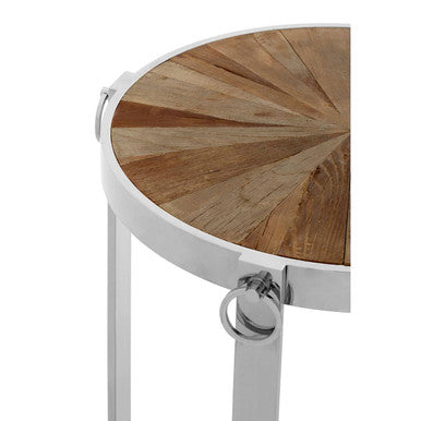 Elm Wood Parquet Top Side Table