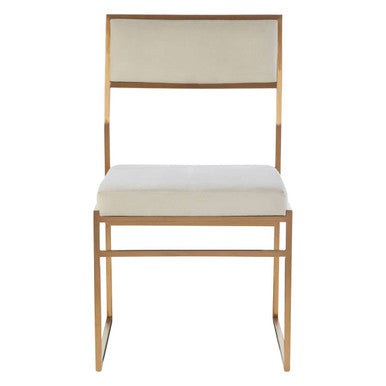 Milky White Velvet Dining Chair
