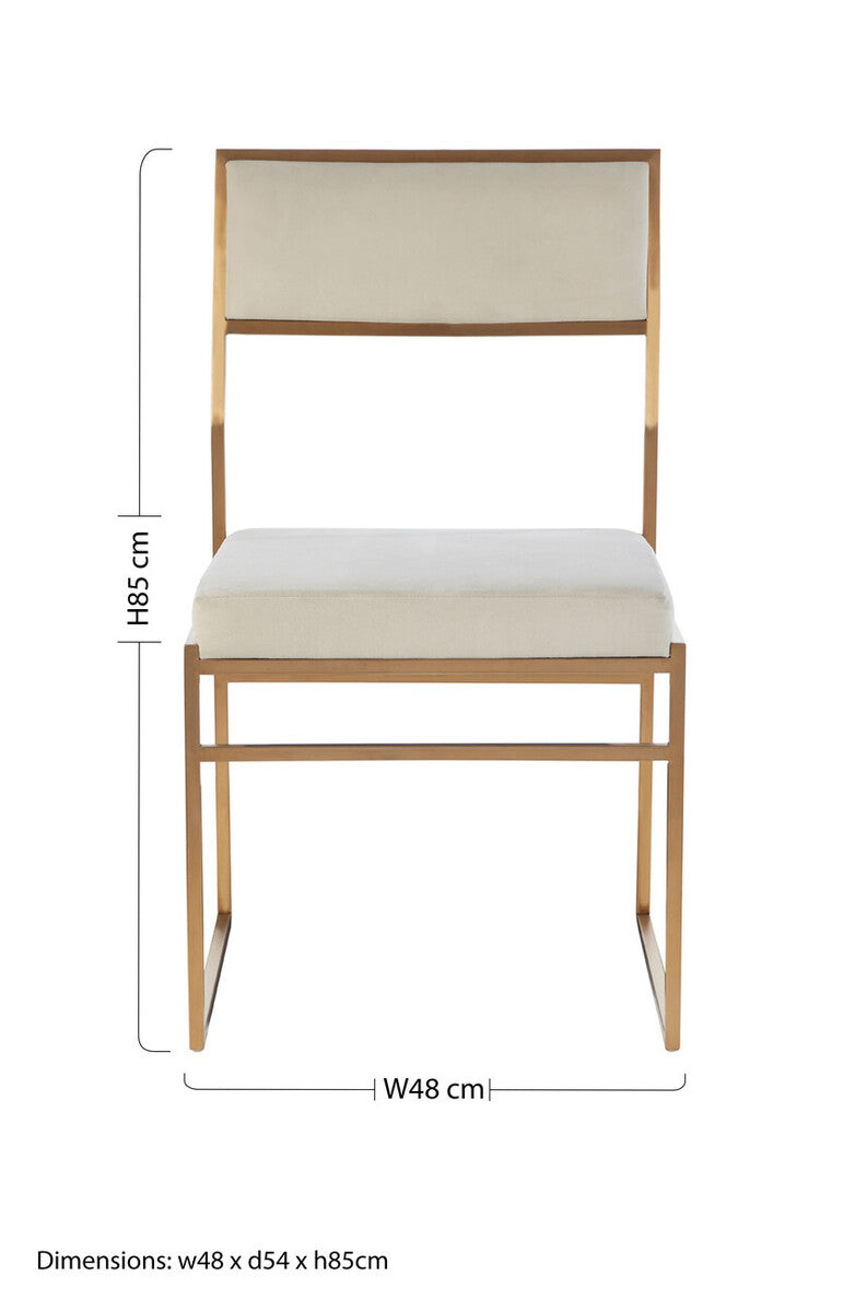 Milky White Velvet Dining Chair