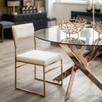 Milky White Velvet Dining Chair