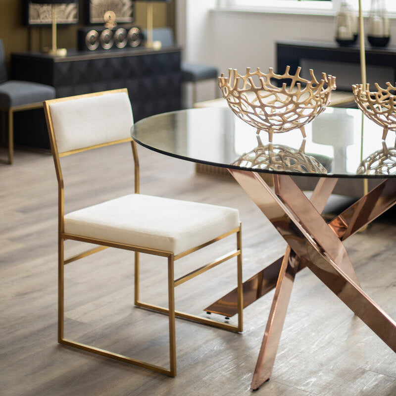 Milky White Velvet Dining Chair