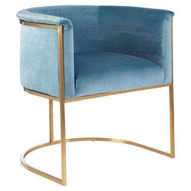 Blue Velvet Curved Back Chair