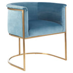 Blue Velvet Curved Back Chair