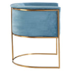 Blue Velvet Curved Back Chair