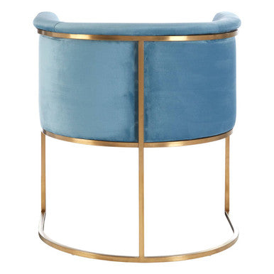 Blue Velvet Curved Back Chair