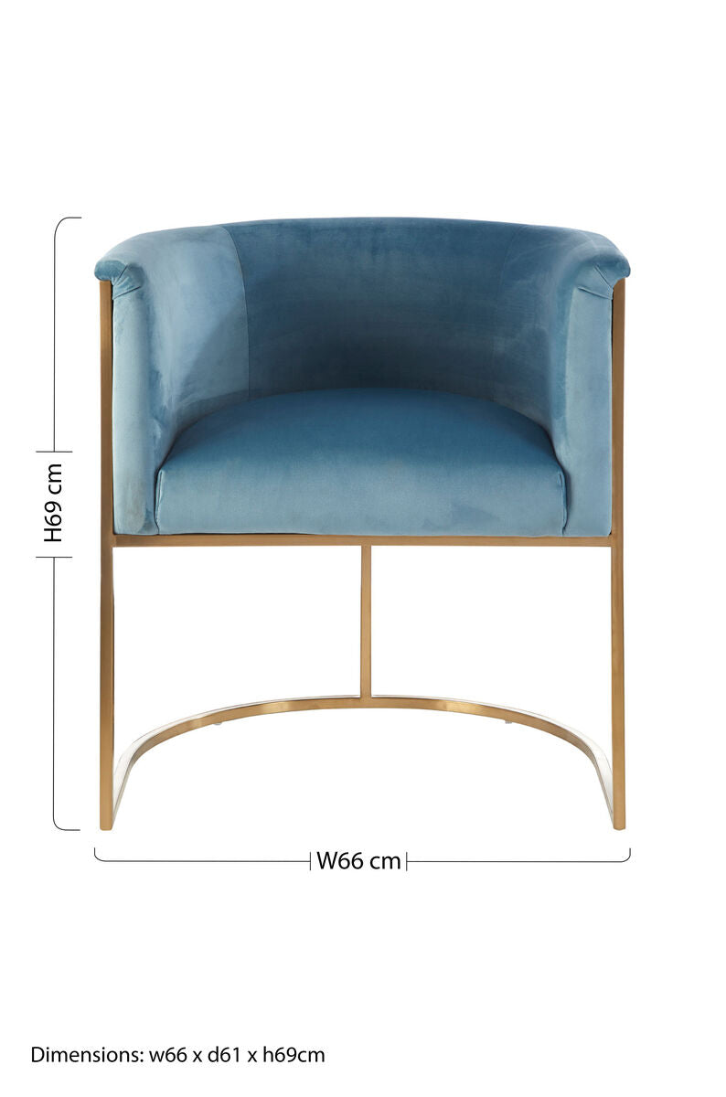 Blue Velvet Curved Back Chair