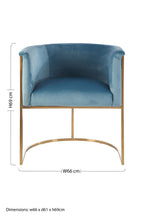 Blue Velvet Curved Back Chair