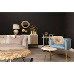 Blue Velvet Curved Back Chair