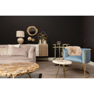 Blue Velvet Curved Back Chair