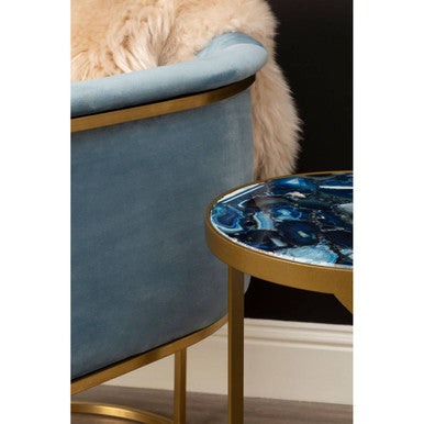 Blue Velvet Curved Back Chair