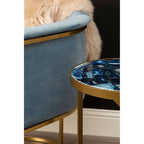 Blue Velvet Curved Back Chair