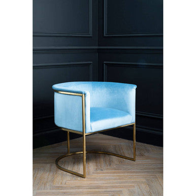 Blue Velvet Curved Back Chair