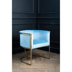 Blue Velvet Curved Back Chair
