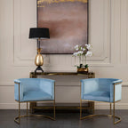 Blue Velvet Curved Back Chair