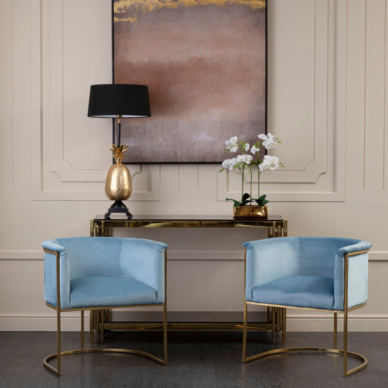 Blue Velvet Curved Back Chair