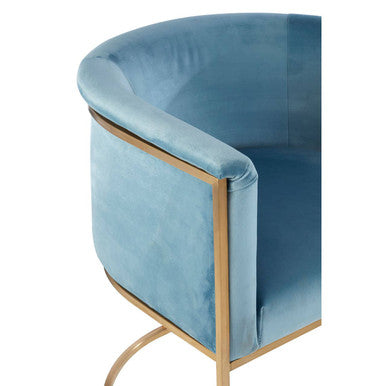 Blue Velvet Curved Back Chair