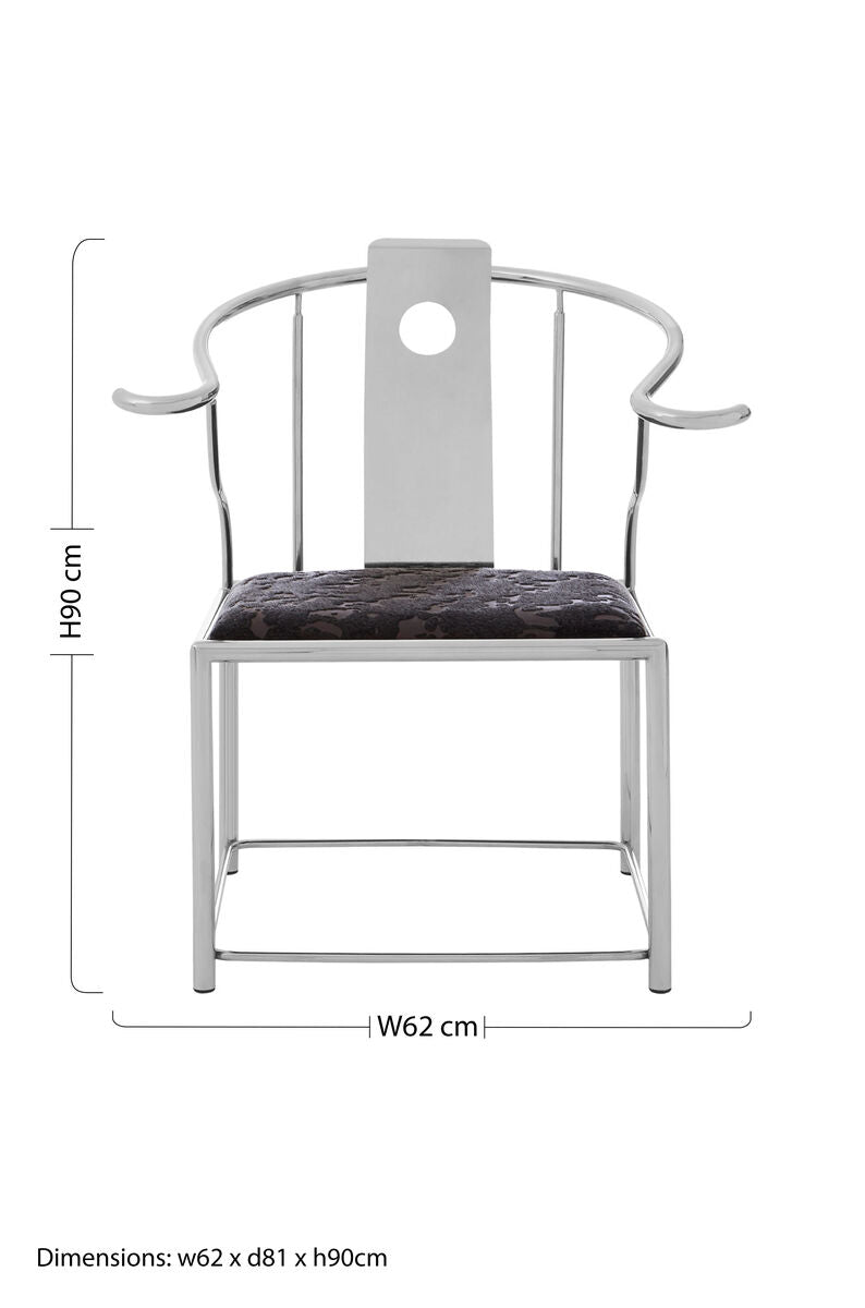 Black Velvet and Silver Finish Chair