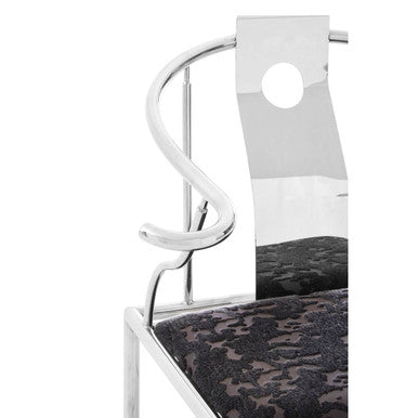 Black Velvet and Silver Finish Chair