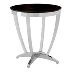 Black Glass Side Table with Silver Finish Frame