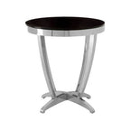 Black Glass Side Table with Silver Finish Frame
