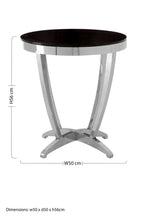Black Glass Side Table with Silver Finish Frame