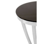 Black Glass Side Table with Silver Finish Frame