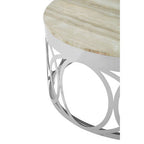 White Marble and Silver Finish Coffee Table