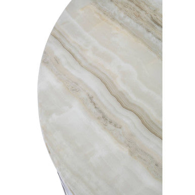 White Marble and Silver Finish Coffee Table