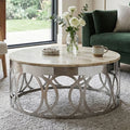 White Marble and Silver Finish Coffee Table