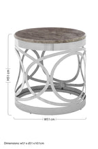 Grey Marble and Silver Finish Side Table