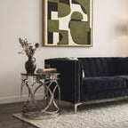 Grey Marble and Silver Finish Side Table
