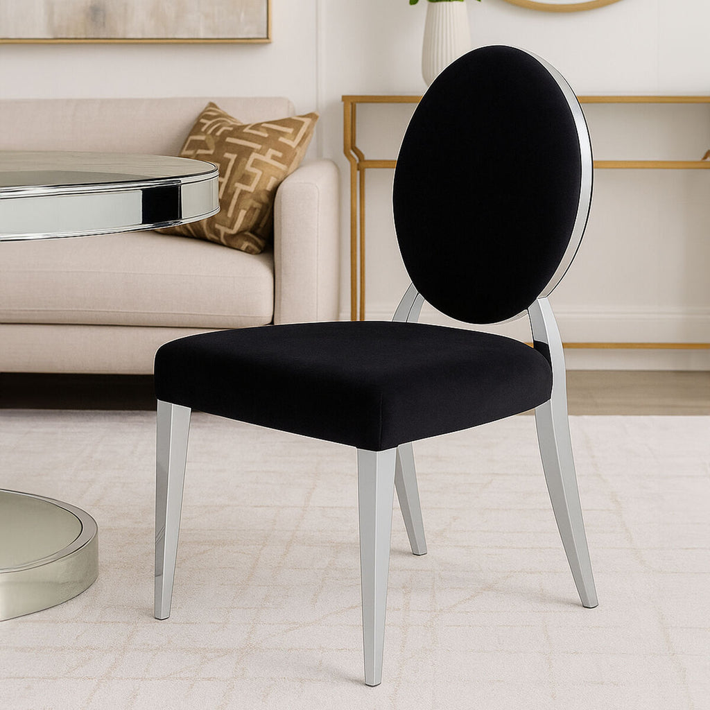 Black Velvet and Silver Chair