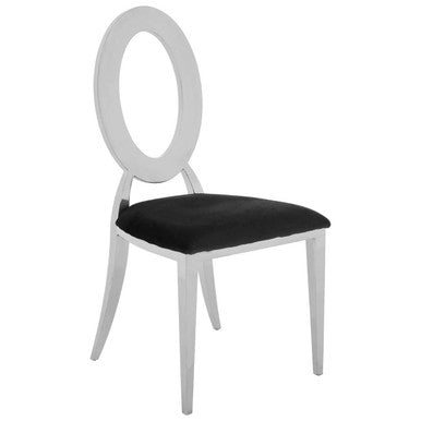 Oval Back Black Velvet Dining Chair