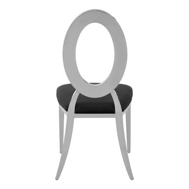 Oval Back Black Velvet Dining Chair
