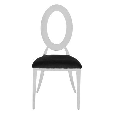 Oval Back Black Velvet Dining Chair