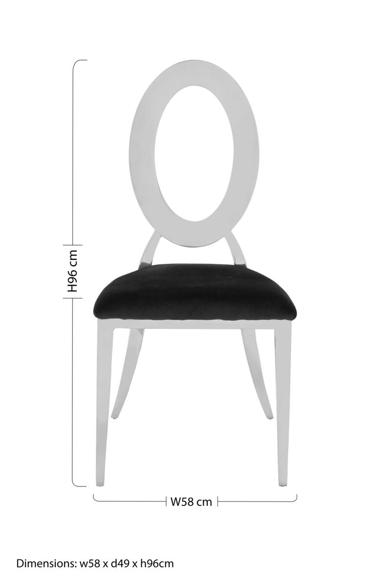 Oval Back Black Velvet Dining Chair