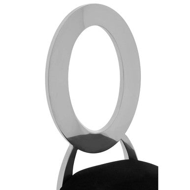 Oval Back Black Velvet Dining Chair