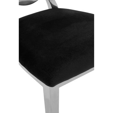 Oval Back Black Velvet Dining Chair