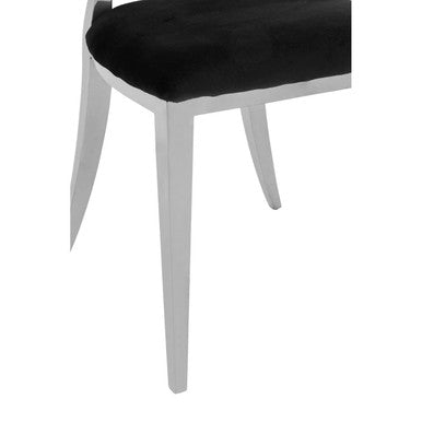 Oval Back Black Velvet Dining Chair