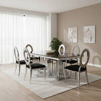 Oval Back Black Velvet Dining Chair