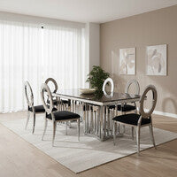 Oval Back Black Velvet Dining Chair